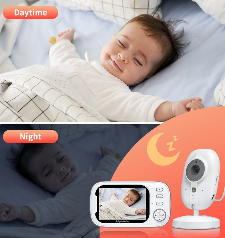 ABM600 3.5 inch Video Baby Monitor with Camera Two-Way Audio Babysitter Wireless Night Vision Temperature Monitoring Security Cameras EU Plug