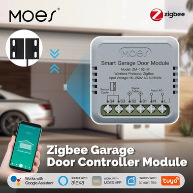 MOES Tuya Zigbe Garage Door Controller Module Smart Life App Remote Garage Door Opener Works with Alexa & Google Home
