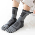 5 Pairs Men's Split Toe Long Socks Thick Compression Mesh Outdoor Fitness Running Cycling Basketball Travel 5 Finger Sports Socks Comfortable
