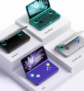 AMPOWN Retroid Pocket Flip2 8+128GB 5.5-inch AMOLED Display Handheld Gaming Console SD865 500Nits 1080p Android 13 WiFi 6 Hall Effect Joysticks Portable Folding Retro Game Console for PSP PS2 Emulation