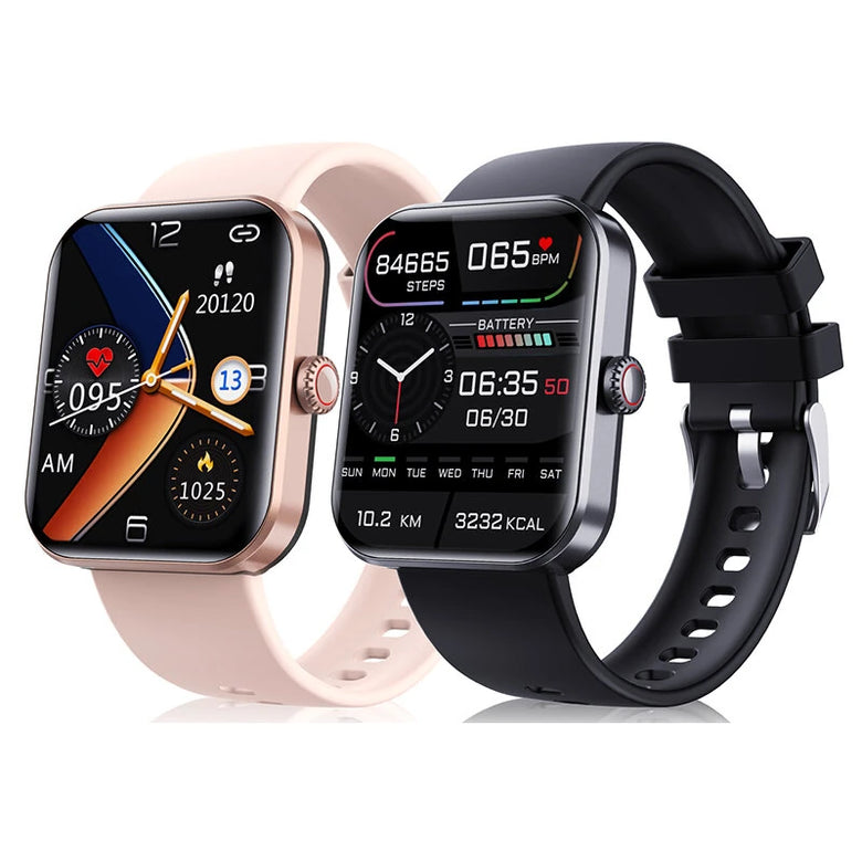 F57L 1.91-inch HD Screen Heart Rate Blood Pressure Blood Glucose SpO2 Monitor Sleep Monitoring Temperature Measurement Multi-sport Modes IP67 Waterproof Smart Watch