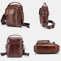 BULLCAPTAIN Genuine Leather Business Messenger Bag Retro Mini Vintage Shoulder Bag Crossbody Bag for Men Multi-functional Leather Mobile Phone Bags