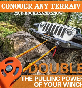 6 Ton Heavy Duty Winch Pulley Block Max Load 13000lbs Steel Cable Synthetic Rope Compatible Truck Tractor ATV UTV Outdoor Rescue Tree Stump Removal