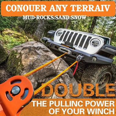 6 Ton Heavy Duty Winch Pulley Block Max Load 13000lbs Steel Cable Synthetic Rope Compatible Truck Tractor ATV UTV Outdoor Rescue Tree Stump Removal