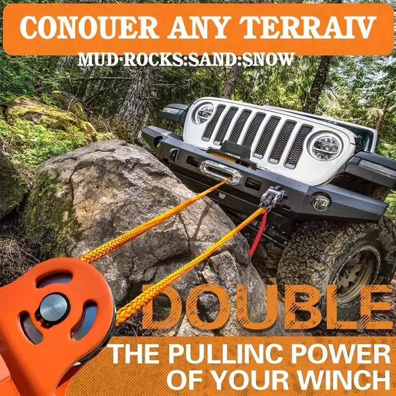 6 Ton Heavy Duty Winch Pulley Block Max Load 13000lbs Steel Cable Synthetic Rope Compatible Truck Tractor ATV UTV Outdoor Rescue Tree Stump Removal