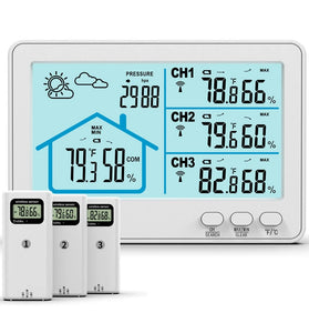 1-to-3 Wireless Weather Station Barometer Color LCD Screen Temperature Humidity Meter Freezing Point Reminder Rainproof Forecast Sensor