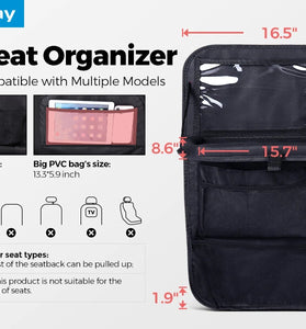 Tsumbay 2pcs Foldable Car Seat Back Storage Bag with Pockets and Tray Oxford Cloth Set