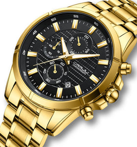 CRRJU Fashion Waterproof Luminous Men Watch Business Casual Multifunctional Chronograph Date Quartz Wristwatch