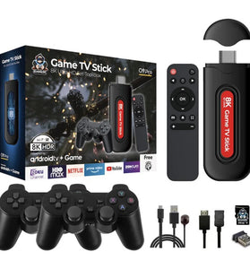 [64G] GAMESTREAM Q9Pro Android TV Game Stick with Dual Wireless Gamepads Amlogic S905Y2 36000+ Games Built-in Chromecasts Support WiFi-6 2-in-1 TV Game Player Console Set