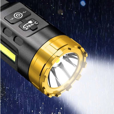 BIKIGHT 885 LED+COB 500m Long Range Strong ABS Housing Flashlight With COB Side Light Type-C USB Rechargeable Portable LED Torch Lamp Powerful Spotlight