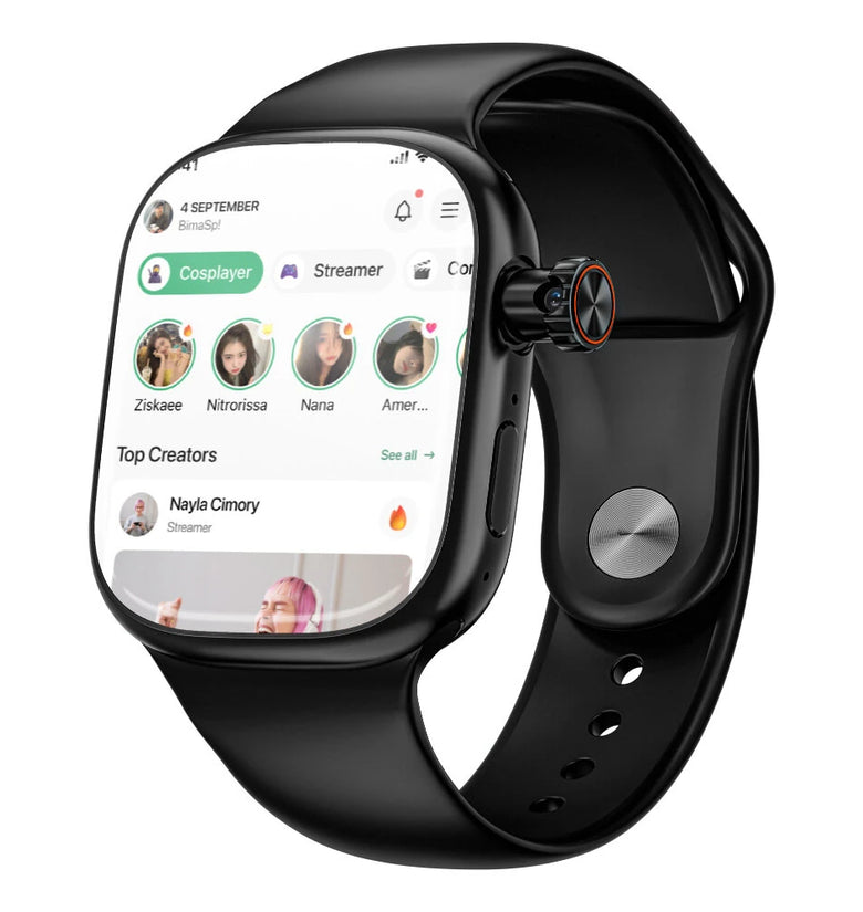 LOKMAT XH018 4G Android Smart Watch 2.04 Inch AMOLED Display GPS WIFI Heart Rate Blood Pressure SpO2 Monitor Sleep Monitoring Multi-sport Modes Music Playback NFC Function 2MP Pull-out Camera