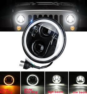5.75'' 75W 6000K DRL Amber Halo Angle Eyes Projector LED Round Headlights Low/High Beam Turn signal Light