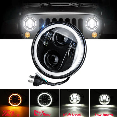 5.75'' 75W 6000K DRL Amber Halo Angle Eyes Projector LED Round Headlights Low/High Beam Turn signal Light