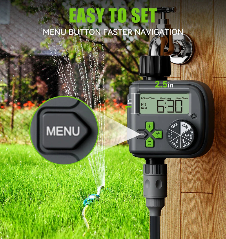 Rainpoint Smart Garden Irrigation Timer Weather-Responsive Rain Delay LCD Digital Water Timer Automatic Watering System Drip Irrigation Controller