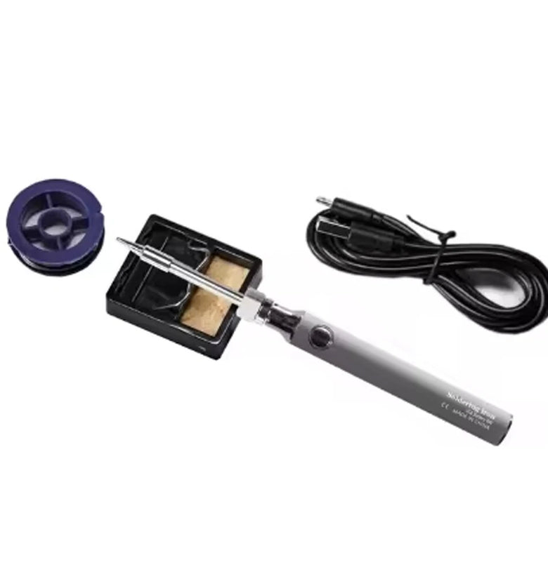 Mini USB Wireless Portable Soldering Iron Kit Rechargeable 8W USB-C Adjustable Temperature 300-450C Complete Set for DIY and Repairs