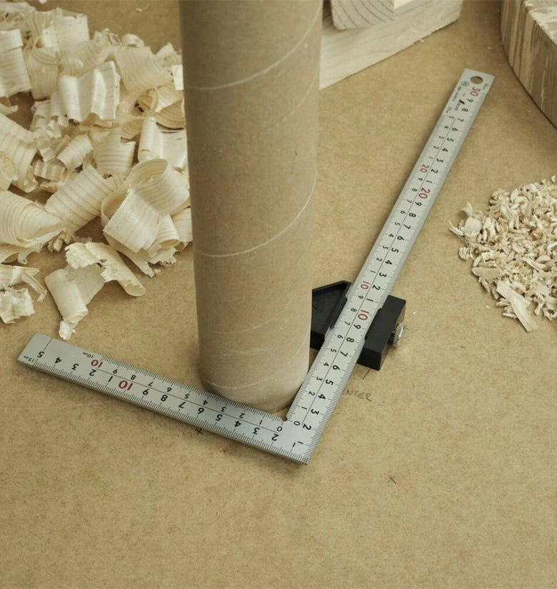 Shinwa 90 Degree Angle Ruler Metric 8 Scales Carpentry Multifunctional Square Stainless Steel Accurate Marking Sliding Stop Adjustable