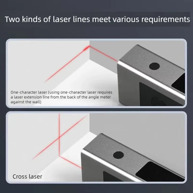 SHSIWI Dual Laser Protractor Digital Inclinometer Angle Measure Cross Laser Type-C Magnetic Base Dual Screen Accurate Measurement Tool
