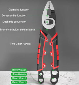 Multifunctional Fish Nose Pliers Double Axis Design 80mm Opening Chromium Vanadium Steel Wire Cutter Ergonomic Handle 215mm Length TPR Plastic