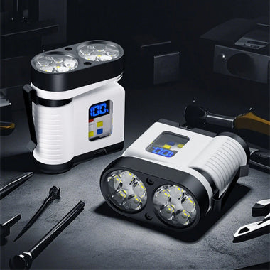 10*LED Strong Light Portable Keychain Flashlight Multi-Functional Magnetic Mini Clip Light USB Rechargeable Digital Display Waterproof Outdoor Red & Blue Warning Work Lamp Signal Camping EDC Tools