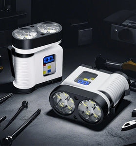 10*LED Strong Light Portable Keychain Flashlight Multi-Functional Magnetic Mini Clip Light USB Rechargeable Digital Display Waterproof Outdoor Red & Blue Warning Work Lamp Signal Camping EDC Tools