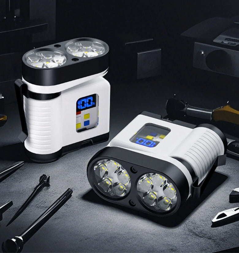 10*LED Strong Light Portable Keychain Flashlight Multi-Functional Magnetic Mini Clip Light USB Rechargeable Digital Display Waterproof Outdoor Red & Blue Warning Work Lamp Signal Camping EDC Tools