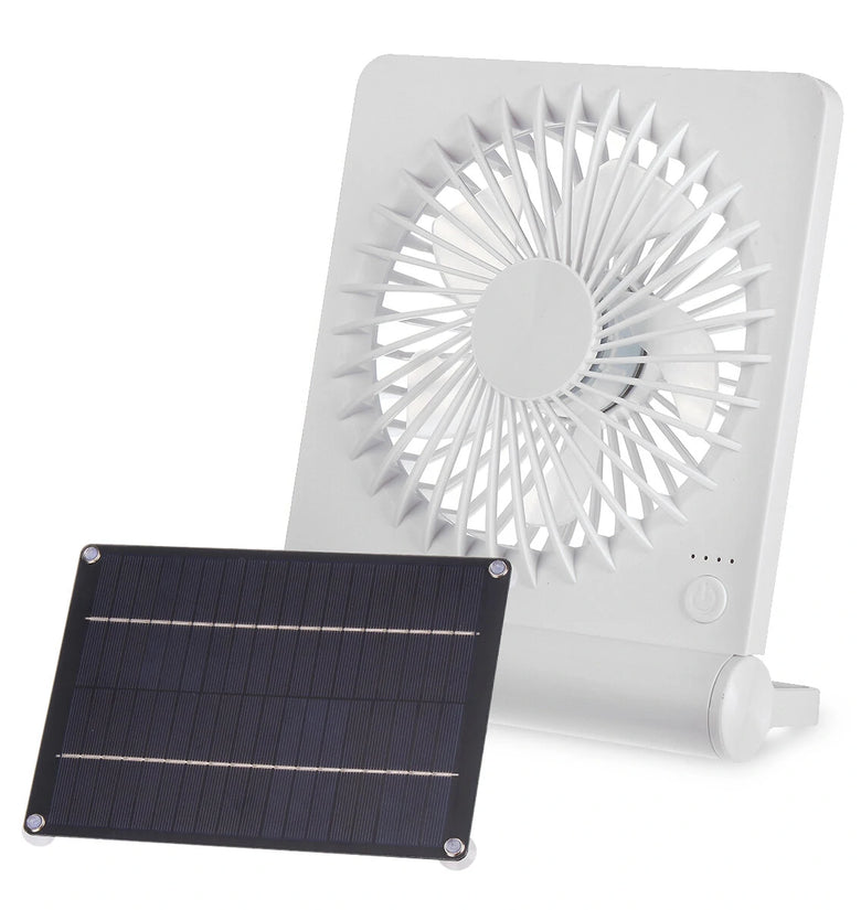 3 Speeds 5V 6W Portable Rechargeable Fan Battery Operated Fan Solar Panel Powered For Household Camping Travel Outdoor