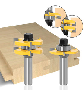 2pcs 1/2 Inch 1/4 Inch 8mm Shank Tongue and Groove Router Bit Set Tungsten Carbide Perfect for Woodworking Cutting MDF Plywood Hardwood