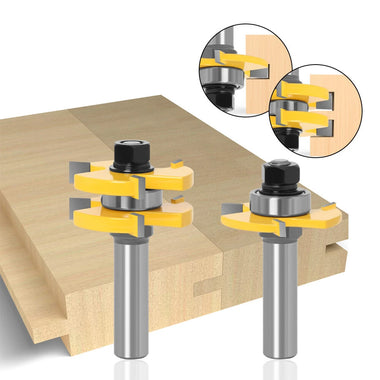 2pcs 1/2 Inch 1/4 Inch 8mm Shank Tongue and Groove Router Bit Set Tungsten Carbide Perfect for Woodworking Cutting MDF Plywood Hardwood