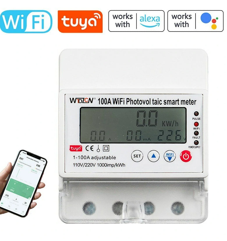 Tuya WiFi Intelligent Photovoltaic Meter Breaker Timer Multifunctional Solar Bidirectional Hour Meter Home Electronic Appliances Remote Controller