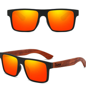 DUBERY Vintage Wooden Polarized Sunglasses for Men Women UV400 Protection Fashion Square Sun Glasses for Driving Travel Fishing