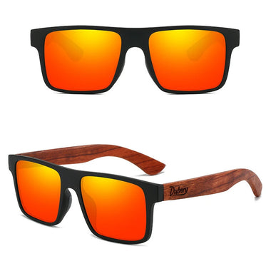 DUBERY Vintage Wooden Polarized Sunglasses for Men Women UV400 Protection Fashion Square Sun Glasses for Driving Travel Fishing