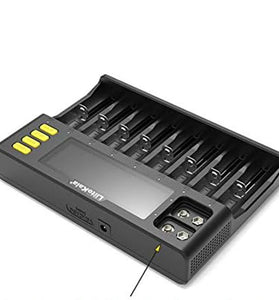 LiitoKala LII-S8 8 Slots LCD Display Battery Charger for Li-ion(IMR/ICR) LiFePO4 Ni-MH/Cd AA AAA C 18650 21700 26650 18350 14500 RCR123 Cells & 9V Batteries