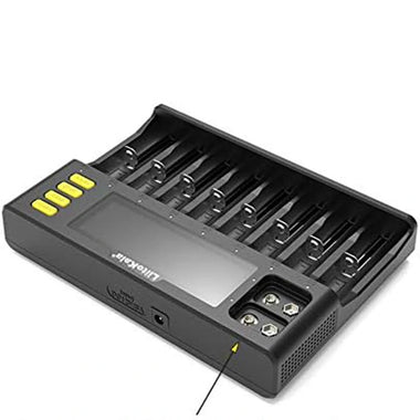 LiitoKala LII-S8 8 Slots LCD Display Battery Charger for Li-ion(IMR/ICR) LiFePO4 Ni-MH/Cd AA AAA C 18650 21700 26650 18350 14500 RCR123 Cells & 9V Batteries