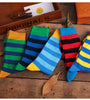 5 Pairs Men's Colorful Striped Funny Novelty Cotton Dress Socks, Cool Design Rich Funky Crew Socks for Men Comfy Breathable Long Socks
