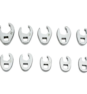 10PCS 3/8Inch Drive Crowfoot Wrench 10 To 22mm Metric SAE Imperial Chrome Plated Foot Open End Spanner