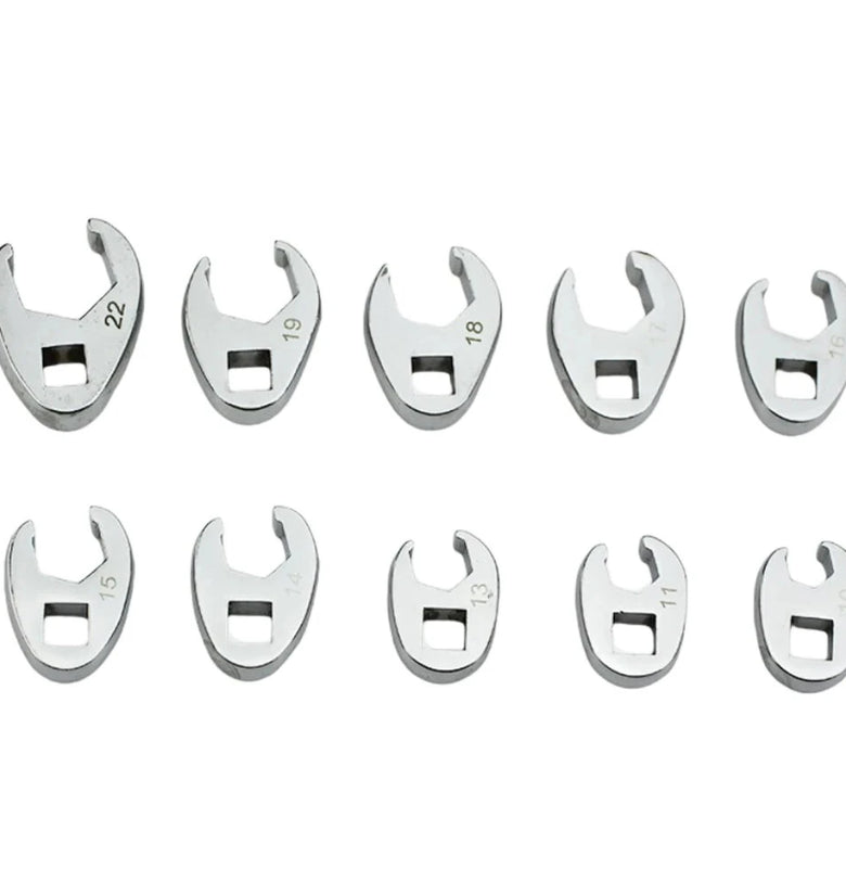 10PCS 3/8Inch Drive Crowfoot Wrench 10 To 22mm Metric SAE Imperial Chrome Plated Foot Open End Spanner