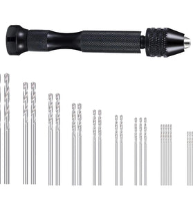 Drillpro 36 Pieces Hand Drill Set Include Pin Vise Hand Drill Mini Drills and 0.5-3.0mm HSS Drills and 0.3-1.2mm PCB Drill for Craft Carving DIY