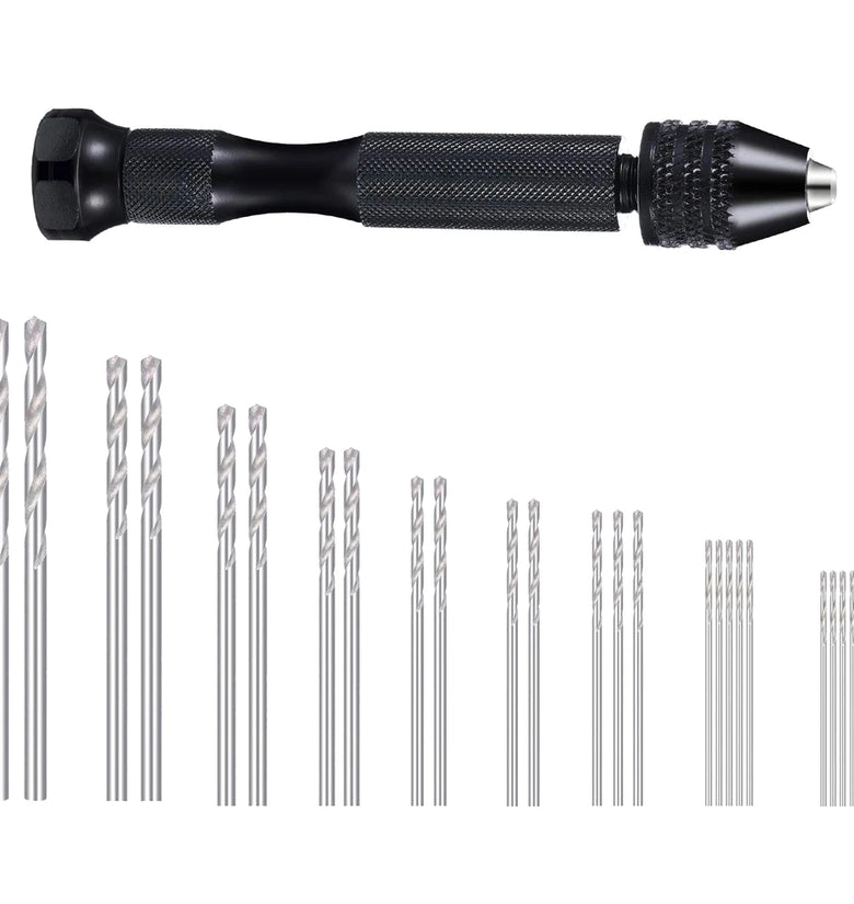 Drillpro 36 Pieces Hand Drill Set Include Pin Vise Hand Drill Mini Drills and 0.5-3.0mm HSS Drills and 0.3-1.2mm PCB Drill for Craft Carving DIY