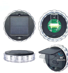 Solar Wall Light Outdoor Garden Deck Round Petal Fence Light 8 Modes Glowing Garden Light Remote Control
