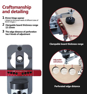 Fonson Tools 35mm Concealed Hinge Jig Drilling Guide Door Hinge Jig for Woodworking Door Cabinet Hinges Mounting Tool