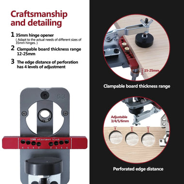 Fonson Tools 35mm Concealed Hinge Jig Drilling Guide Door Hinge Jig for Woodworking Door Cabinet Hinges Mounting Tool