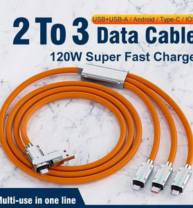 120W USB-A/USB-C to USB-C/iP/Micro USB Cable Fast Charging Data Transmission Thickened Tinned Copper Core Line 1.2M Long for iPhone 16 16 Pro 15 14 13 Pro Max for Huawei Mate 70 Pro for Xiaomi 15pro