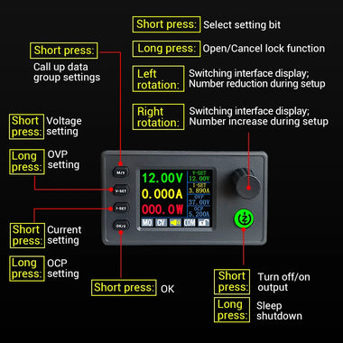 WUZHI SK150C CNC DC Voltage Buck-Boost Power Supply 150W 40V Output 8A Adjustable Color Screen Constant Voltage Current Charging Module