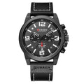 CURREN Men Sport Watch Leather Strap Quartz Watch 30M Waterproof Male Wrist Watch Multi-function Chronograph Watch