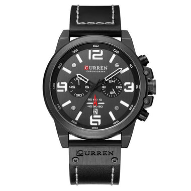 CURREN Men Sport Watch Leather Strap Quartz Watch 30M Waterproof Male Wrist Watch Multi-function Chronograph Watch