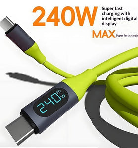 PD240W Type-C to Type-C Digital Display Silicone Cable PD Fast Charging Data Transmission Tinned Copper Core Line 1.5M Long for iPhone 17 17Pro 16 15 Pro Max for Samsung Galaxy Z Fold 7 for Xiaomi 17pro for OPPO for VIVO