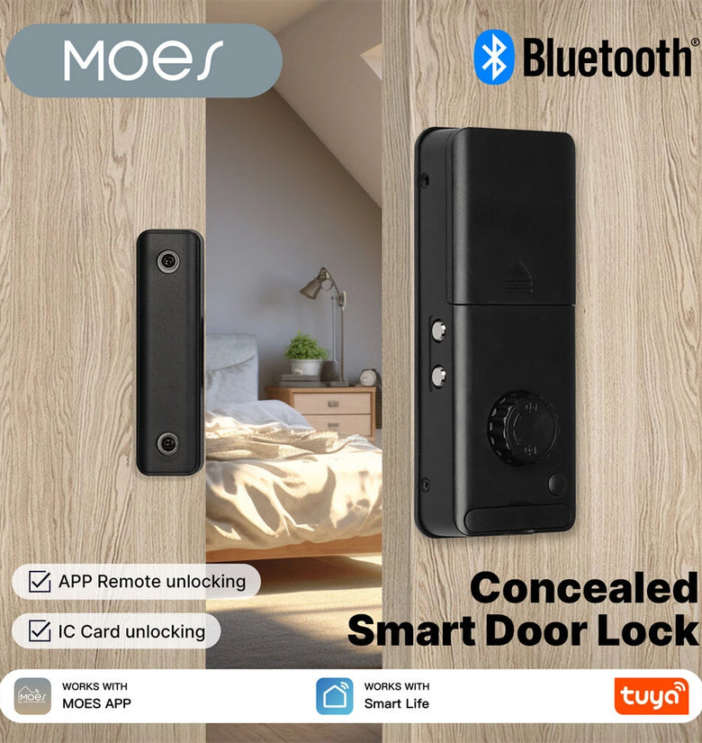 MOES BA2L5 bluetooth Smart Lock NFC IC Card Tuya App Remote Unlock Doorlock for Glass Door Wooden Door
