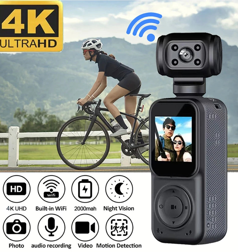 Portable Q5 4K WiFi Action Camera 180 Rrotating High-Resolution 130 Wide-Angle Lens 1.5Inch IPS Screen Display Night Vision Shooting Outdoor Cycling DV Recorder