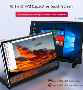 10.1 Inch Touchscreen Display for Raspberry Pi IPS Capacitive HD Multimedia Interface 1024x600 1280x800 High Resolution Dual Speakers Backlight Adjustable