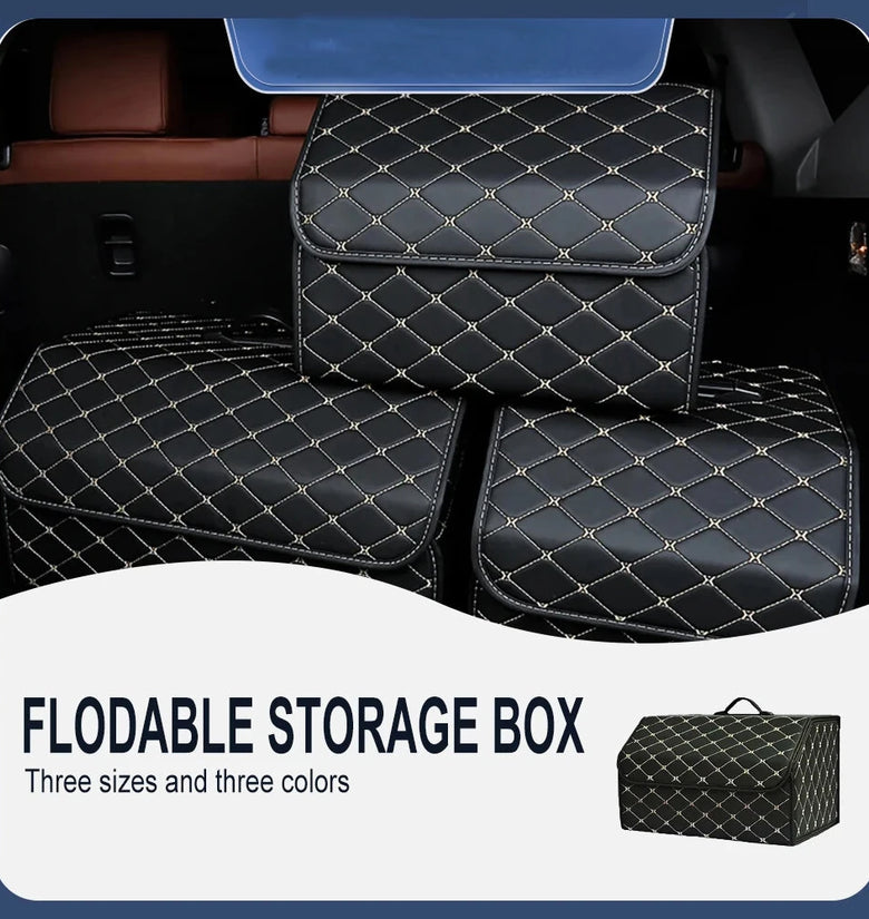 Large Capacity Car Trunk Organizer Storage Box Car Multi-Purpose Tool Storage Box Storage Organization Leather Folding Emergency Storage Box